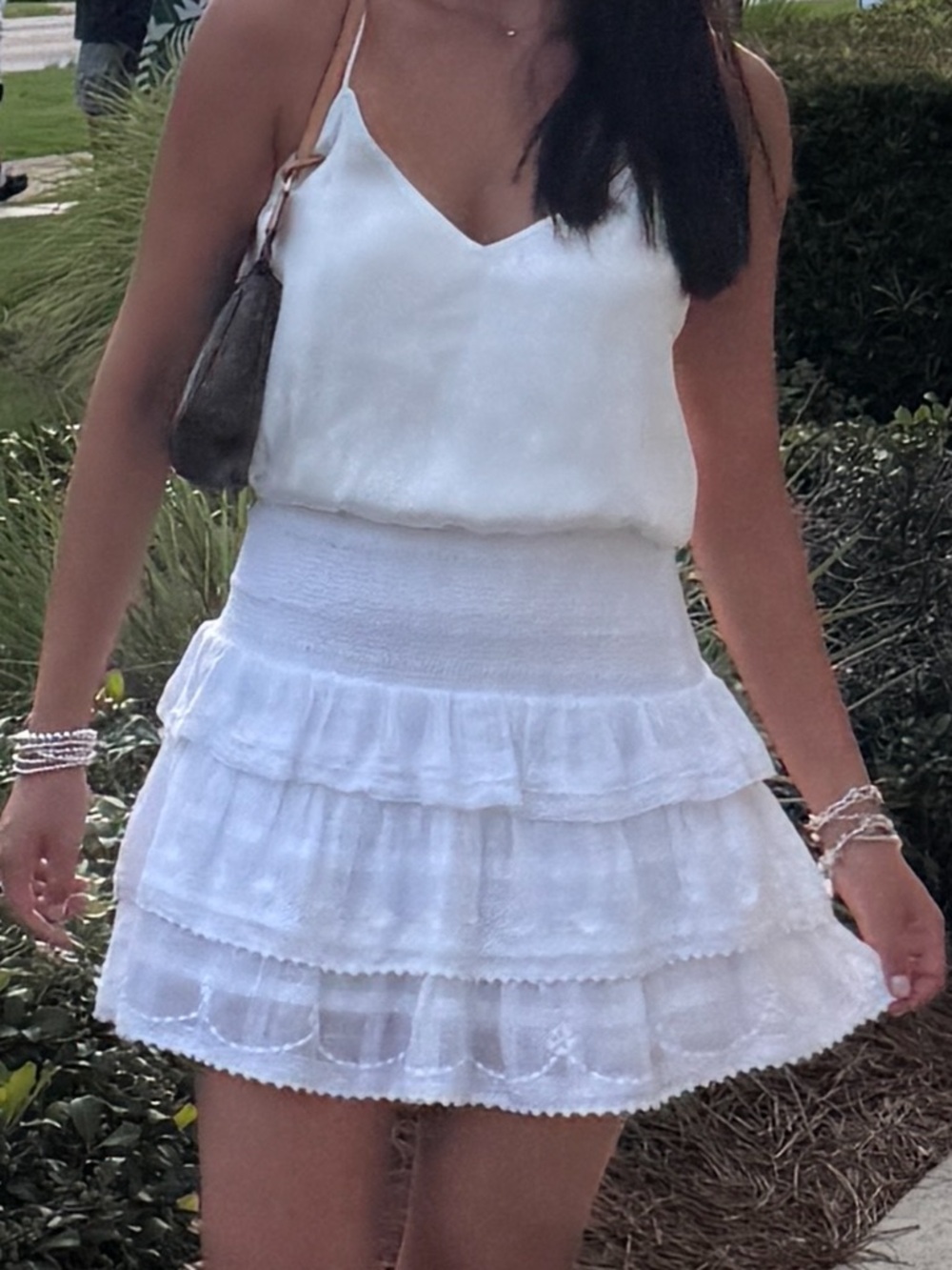 LoveShackFancy White Mini Skirt Size Small - Picture 2 of 5